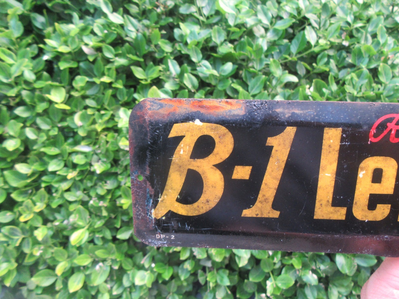 Vintage 1940's B-1 Lemon Lime Soda Tin Metal Door Push (16")