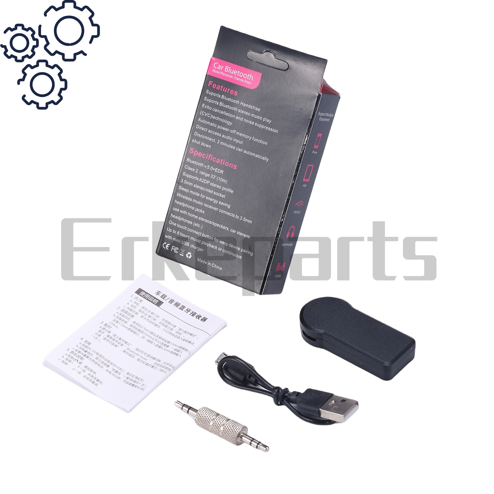 New Car Receiver Adapter Wireless Bluetooth 3.5mm AUX Audio Stereo Music Home