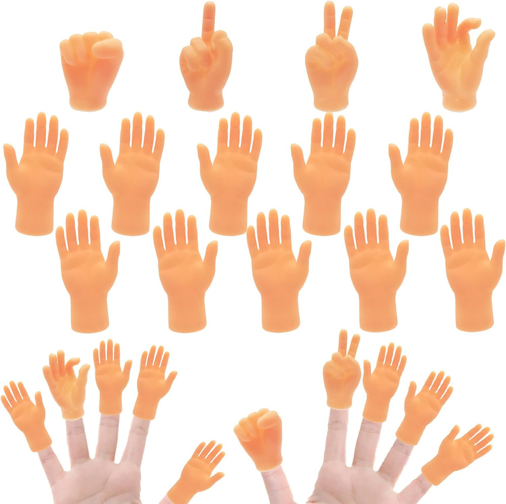 14 Pcs Tiny Finger Hands,Premium Rubber Mini Tiny Finger Hands,Flat Hand Styl...