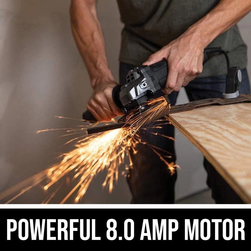 8 Amp Corded Angle Grinder with 3-Position Handle & Tool-Free Adjustments