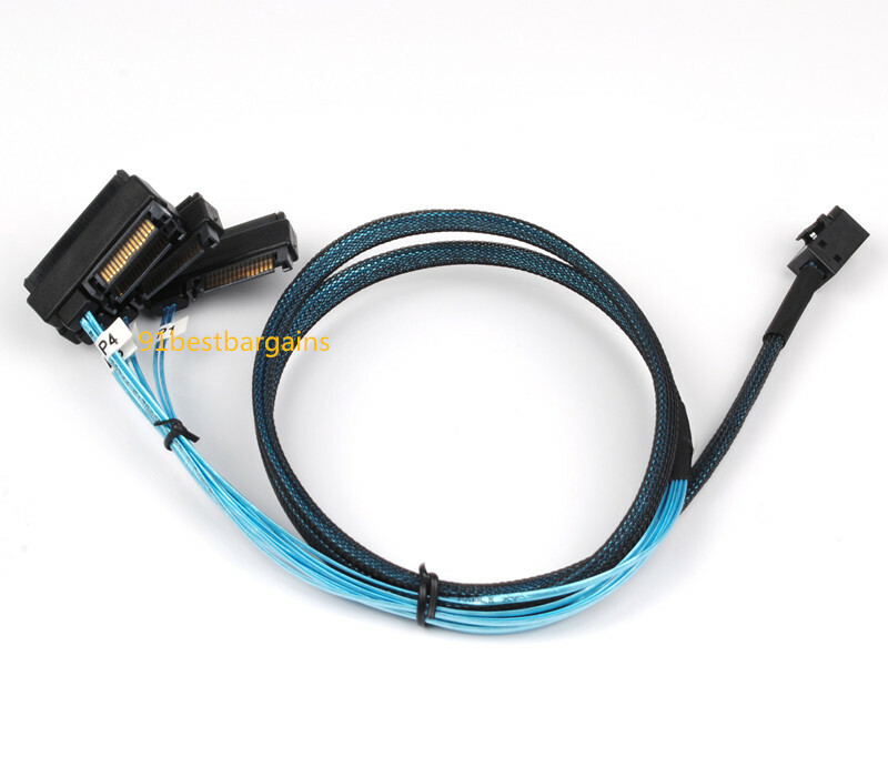 Mini-SAS HD SFF-8643 to 4 SAS SFF-8482 Hard Drive Forward Breakout Cable RAID 1M