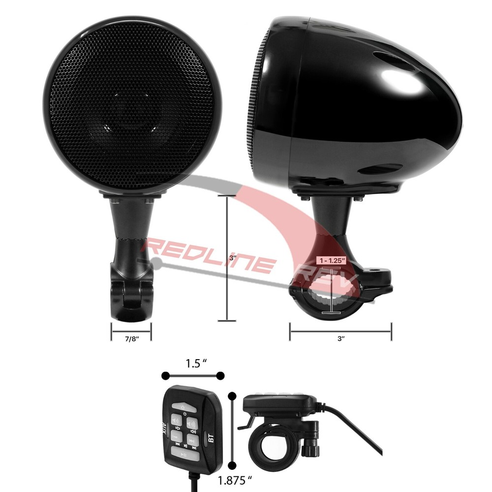 300W Bluetooth Motorcycle Handlebar Audio Amplifier Stereo Speaker System Harley