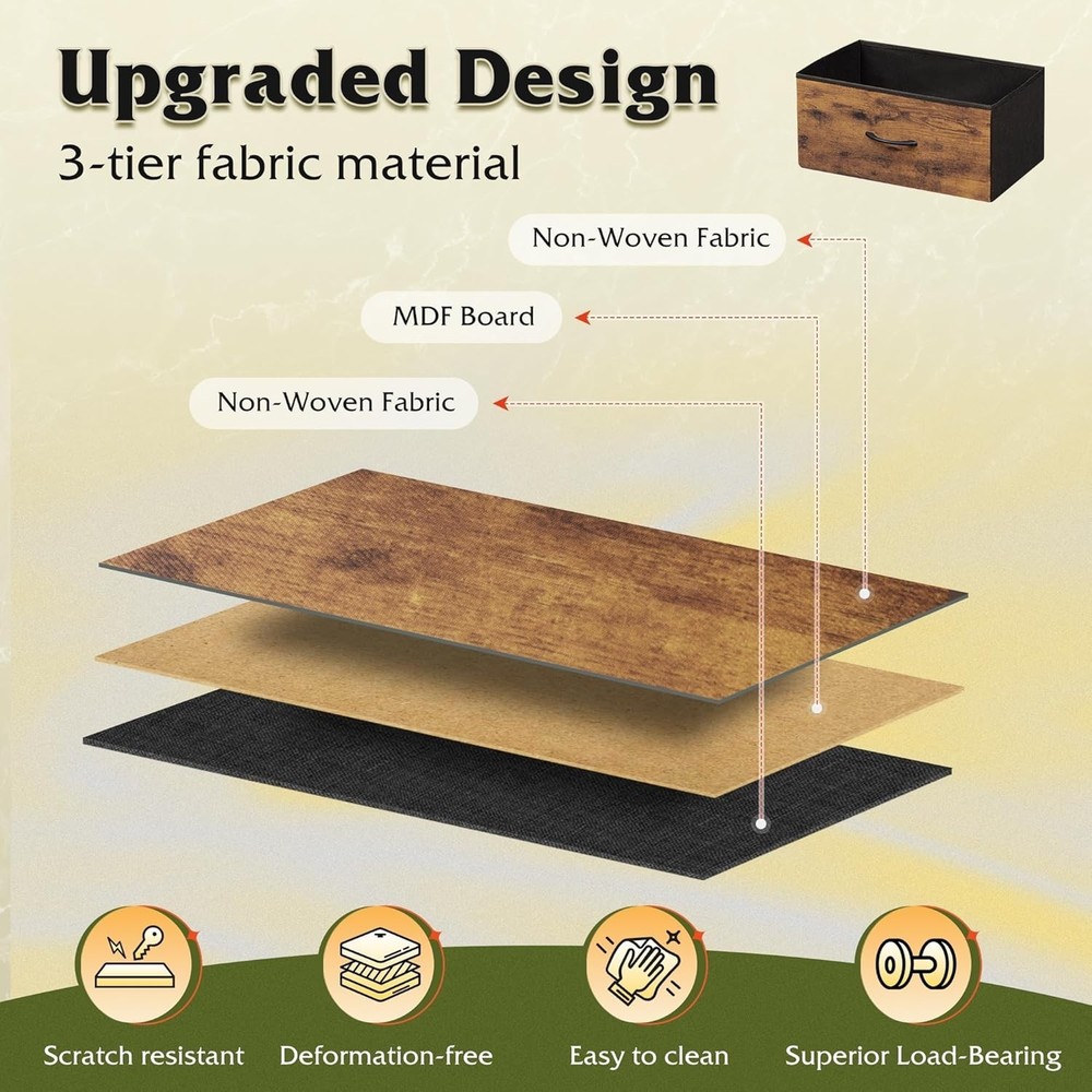 Stylish Bedside Table & Dresser Combo in Rustic Brown with Quick Assembly
