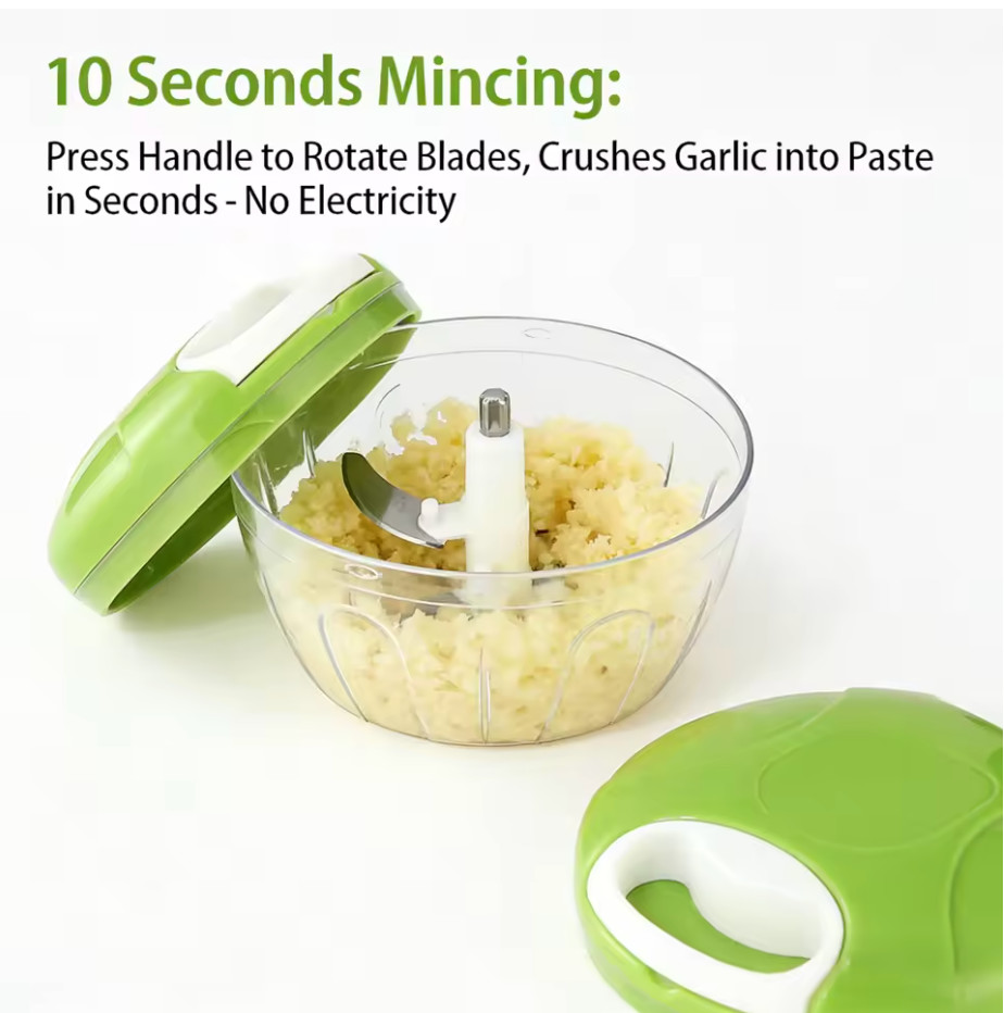 Manual Pull String Chopper, Mince Garlic & Ginger Fast. 14x10x14cm, Easy Clean