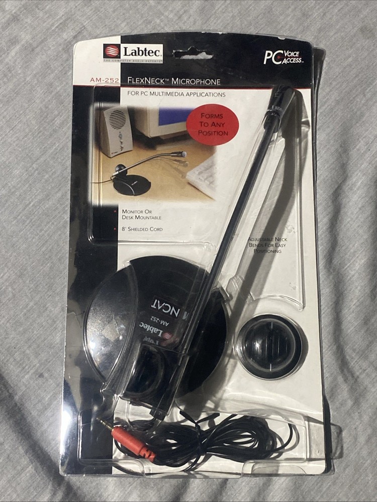 Labtec AM-252 Adjustable Flexneck Microphone PC Multimedia New Open Box