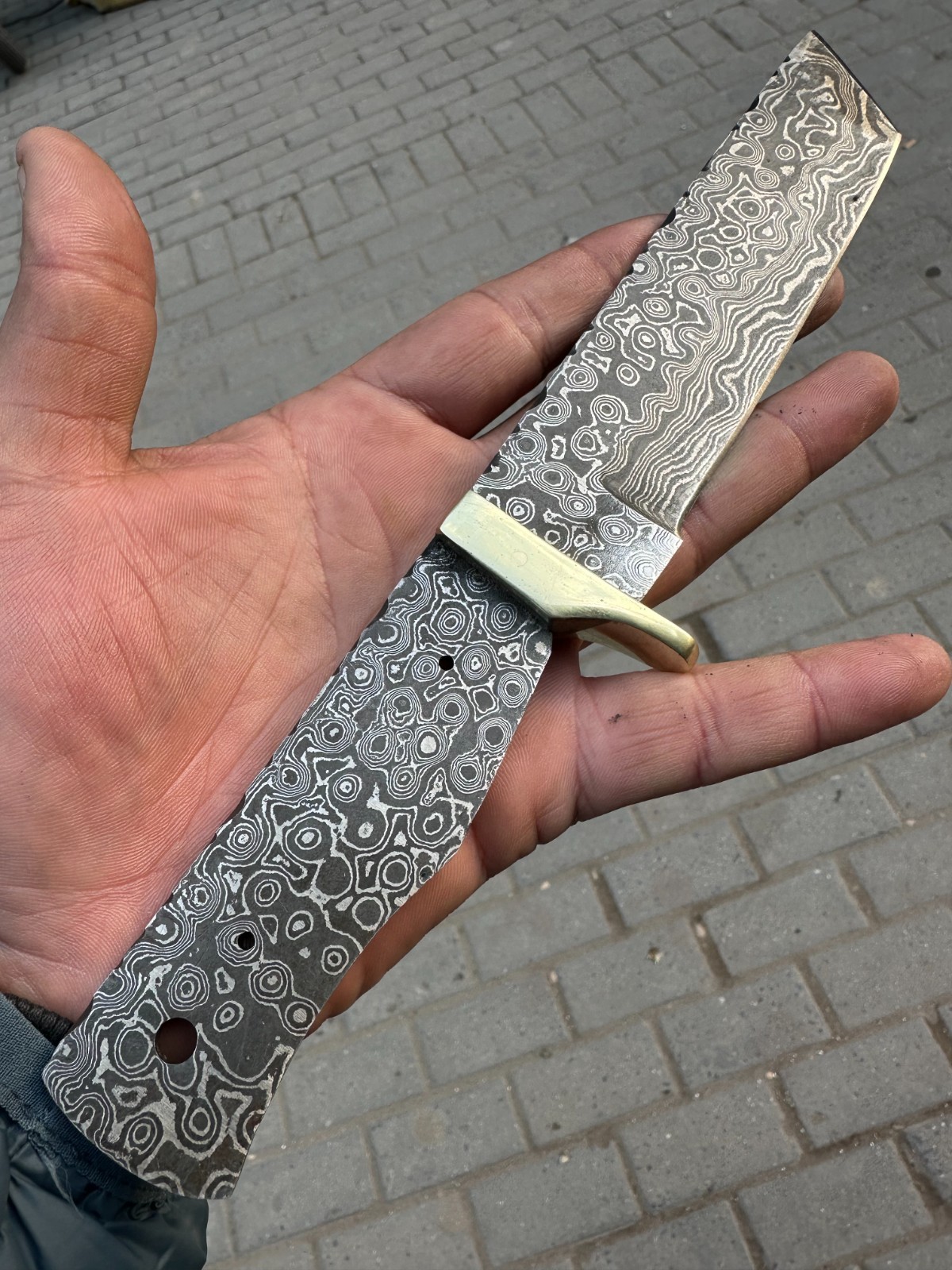 10"HAND FORGED DAMASCUS STEEL TANTO HUNTING BLANK BLADE KNIFE FULL TANG 1323