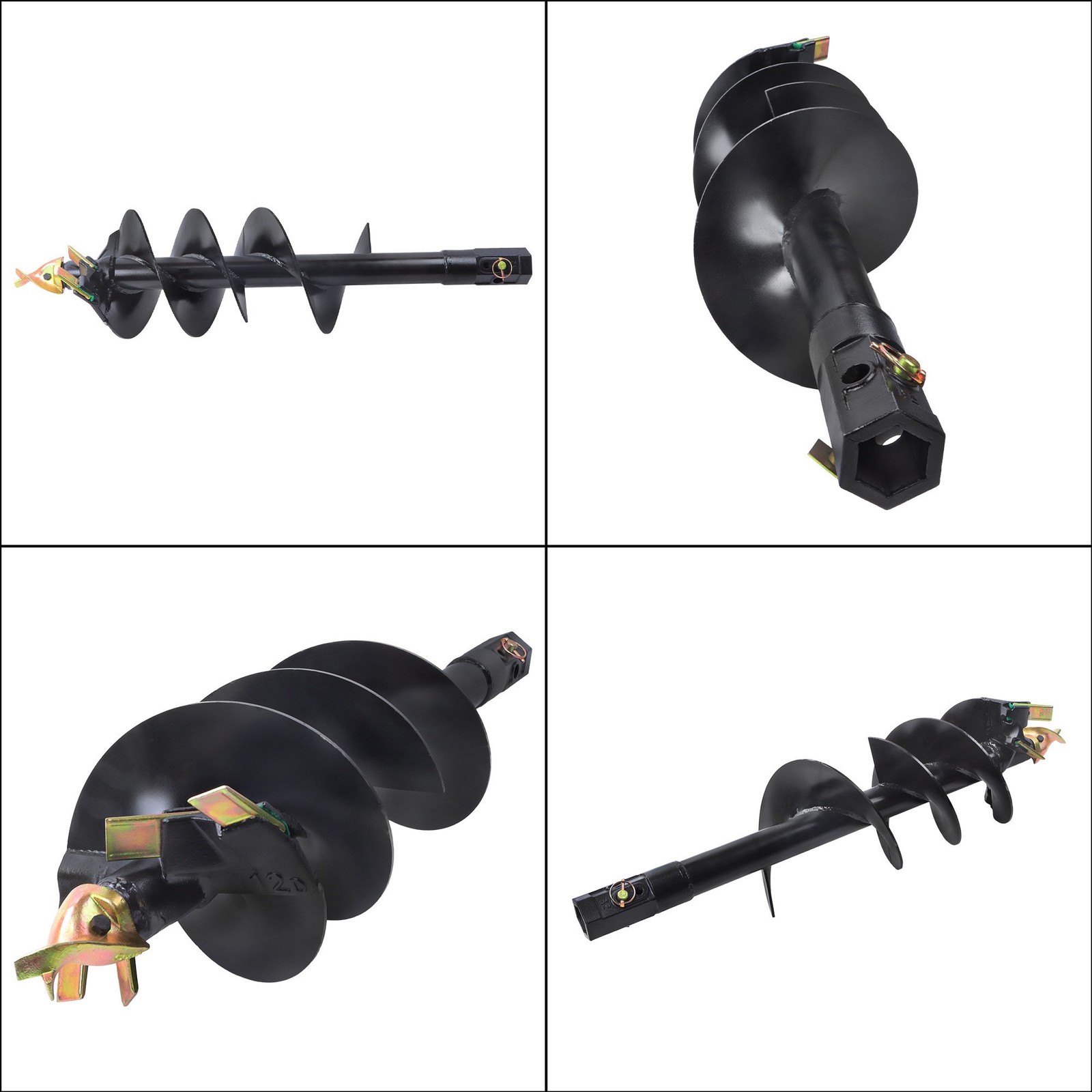 12 inch x 48 inch Auger Bit for Post Hole Digger, 2 inch Hex Connect W/ Pins