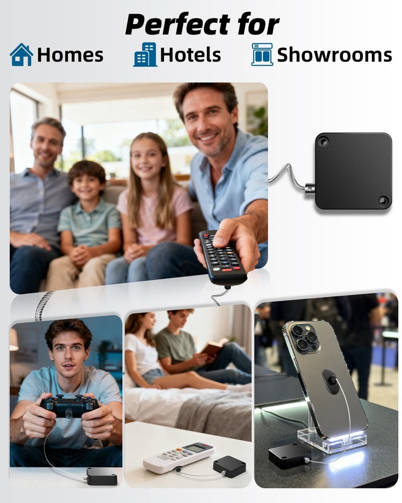 6.5 Ft Retractable Remote Control Safety Lock Tether, Leash...