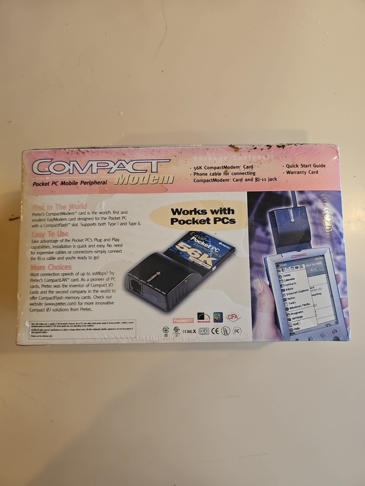 NOS Pretec Compact Modem Pocket Pc Peripheral Email Pocket Pc Expansion Pack...