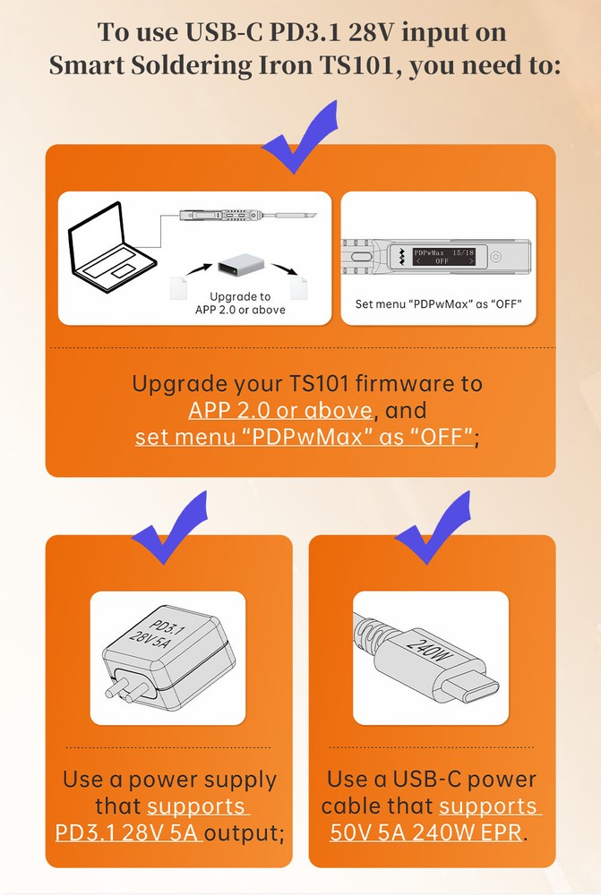 TS101 Miniware Portable Digital OLED Soldering Iron Kit PR-B2 Tip Interface