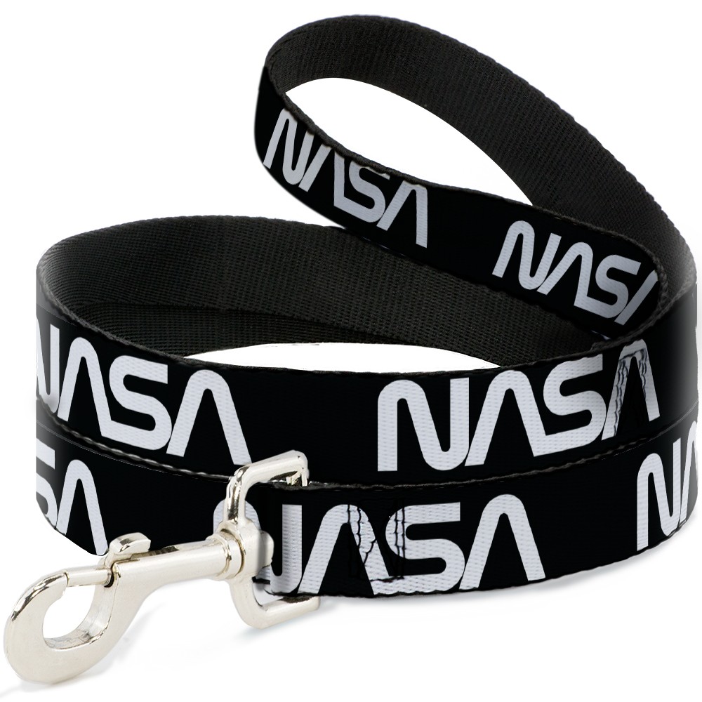 Dog Leash NASA Text Black/White