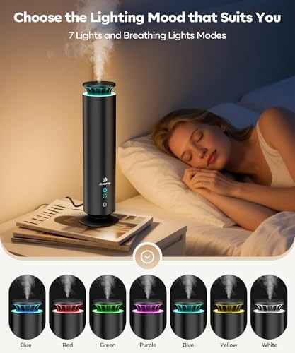 Waterless Scent Diffuser Kit, Scent Diffuser with 7 Lights and Breathing Black
