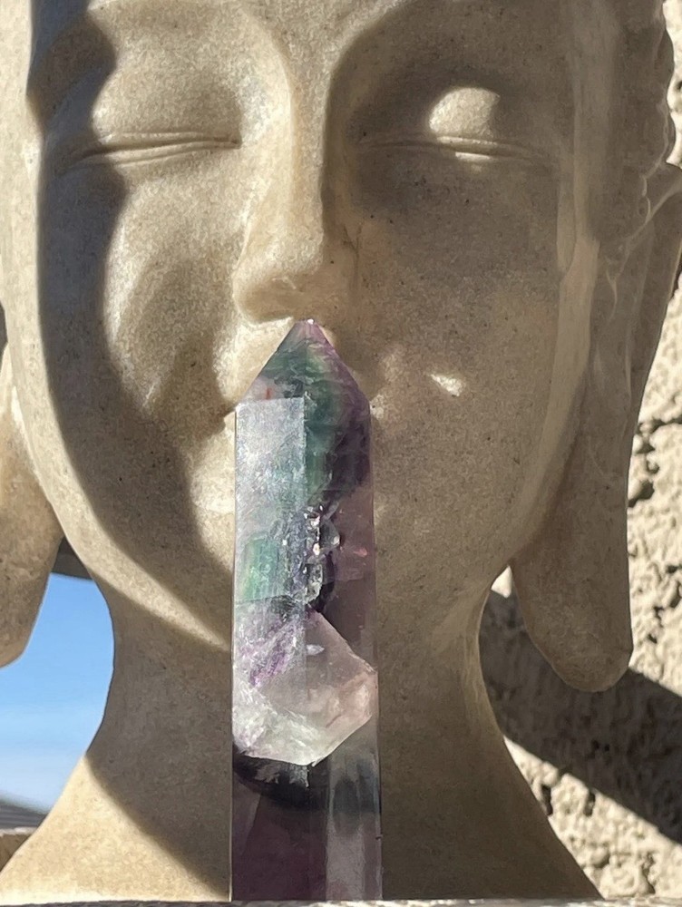 Rainbow Fluorite Polished Multicolored Crystal Point Tower
