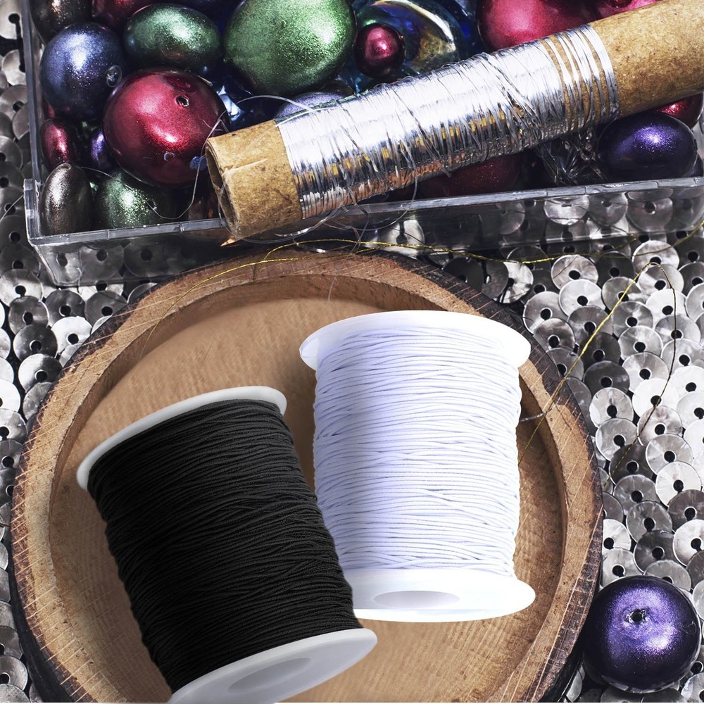 Outus Elastic String for Bracelets Making,2 Rolls 0.8 mm Bracelet White