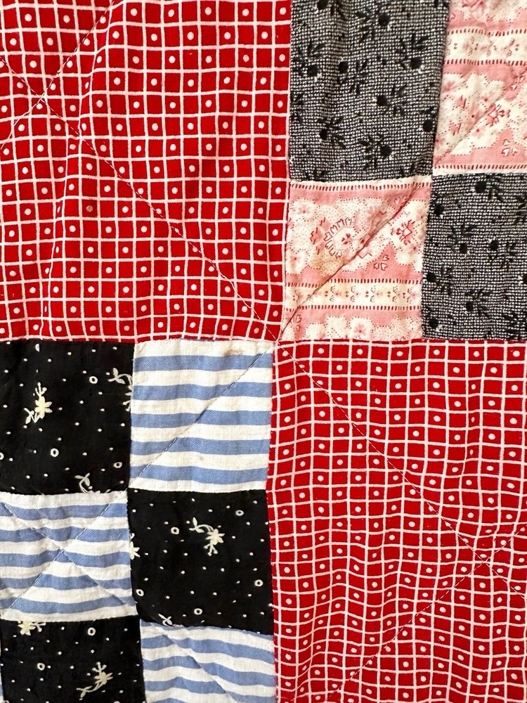 Vintage Handmade Nine Patch Quilt