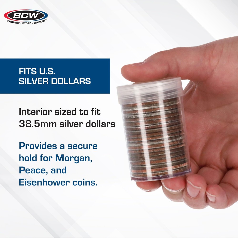 BCW Coin Tubes for Silver Dollars - 10 Pack | Holds "Eisenhower"