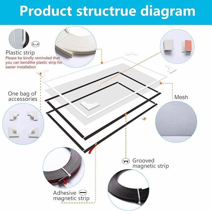 DIY Magnetic Window Screen with Adjustable Size | Easy and Fast Installation,