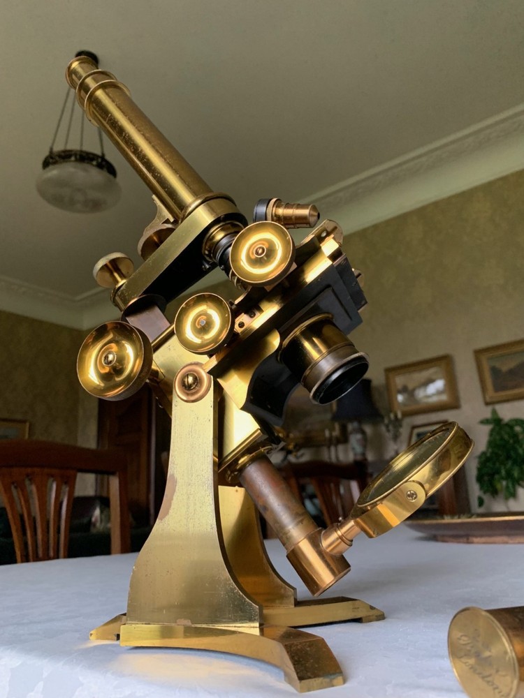 Large Antique C. Baker No. 2 - Compound Bar-limb Brass Microscope - circa 1860