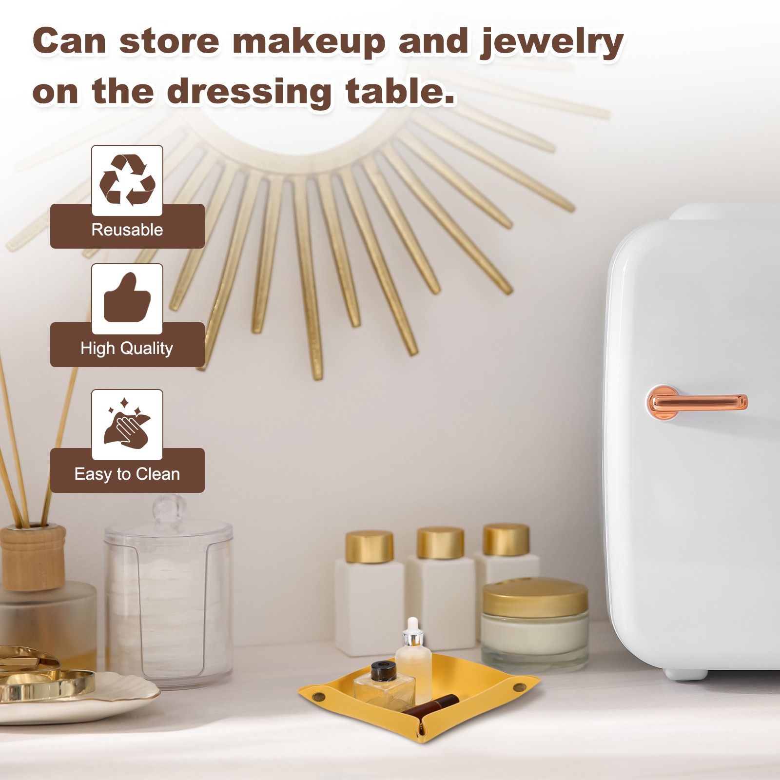 2 Pcs PU Leather Jewelry Tray(Square, Dark Red)