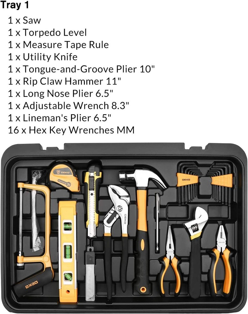 258 Piece Tool Kit with Rolling Tool Box Socket Wrench Hand Tool Set