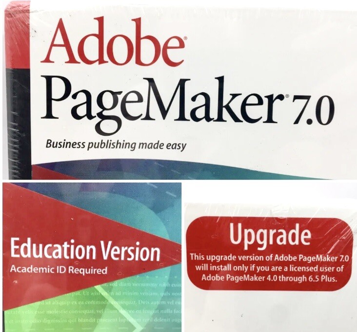 NEW Adobe PageMaker 7.0 Education UPGRADE Version - MAC New SEALED