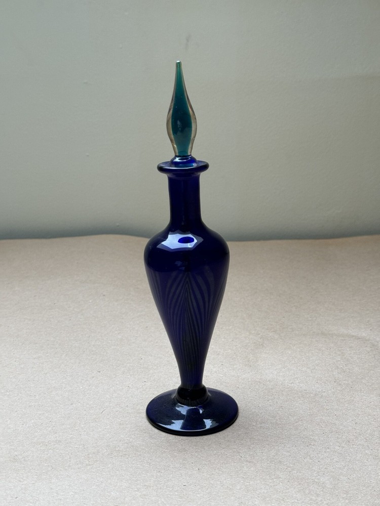 Lundberg Studios Cobalt Blue Feather Perfume Bottle