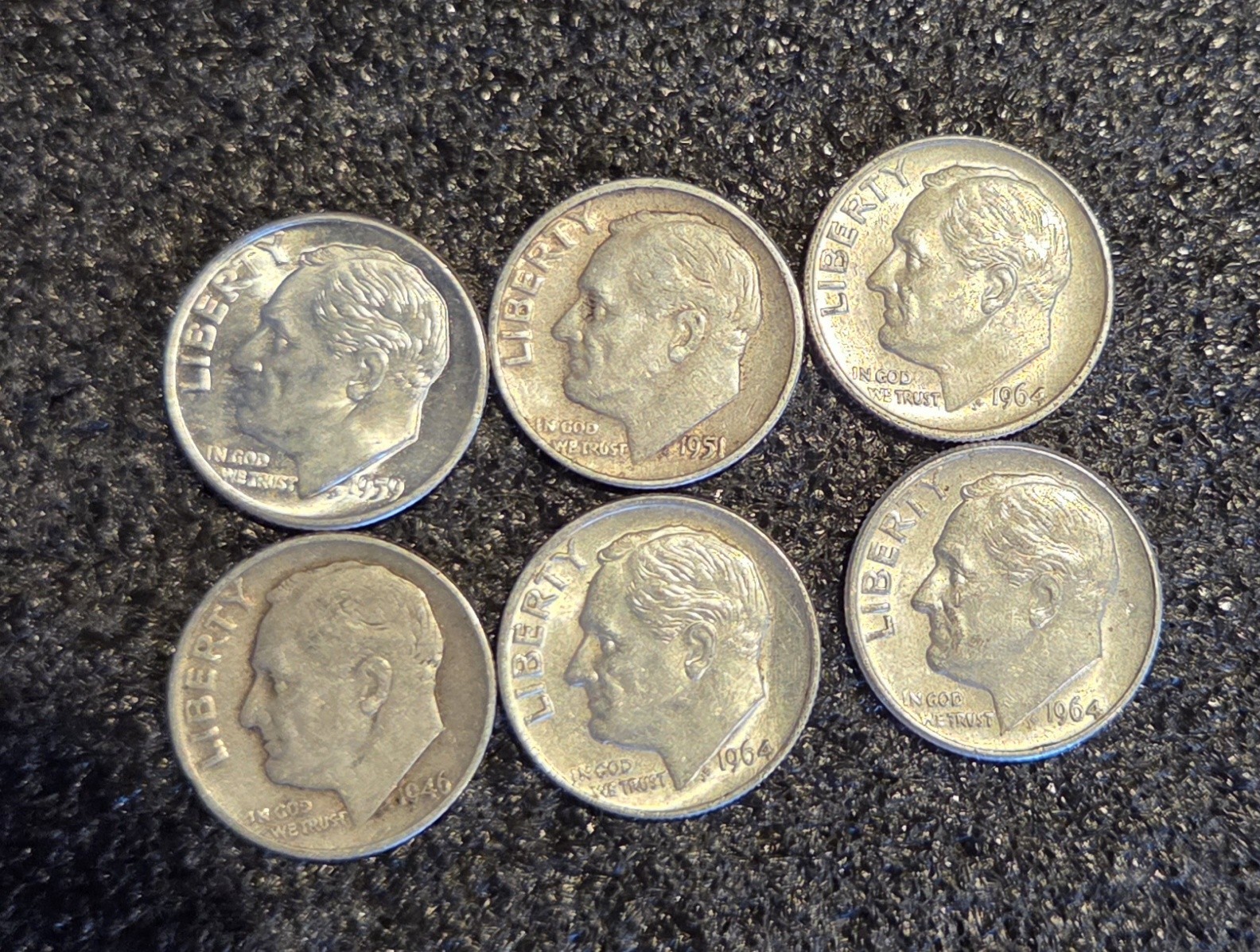 [ Lot of 6 ]- Roosevelt Dime 90% Silver