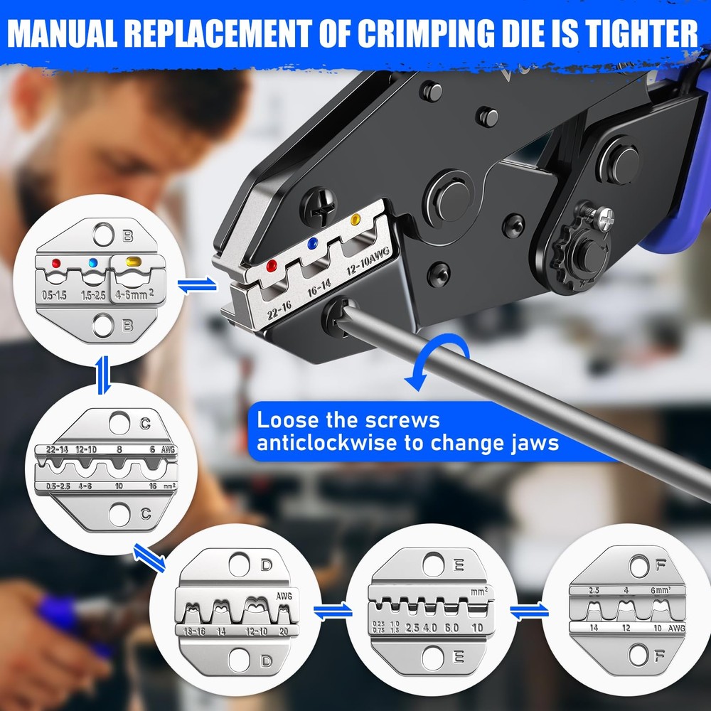 Crimping Tool Set 6PCS - Ratchet Wire for Heat...
