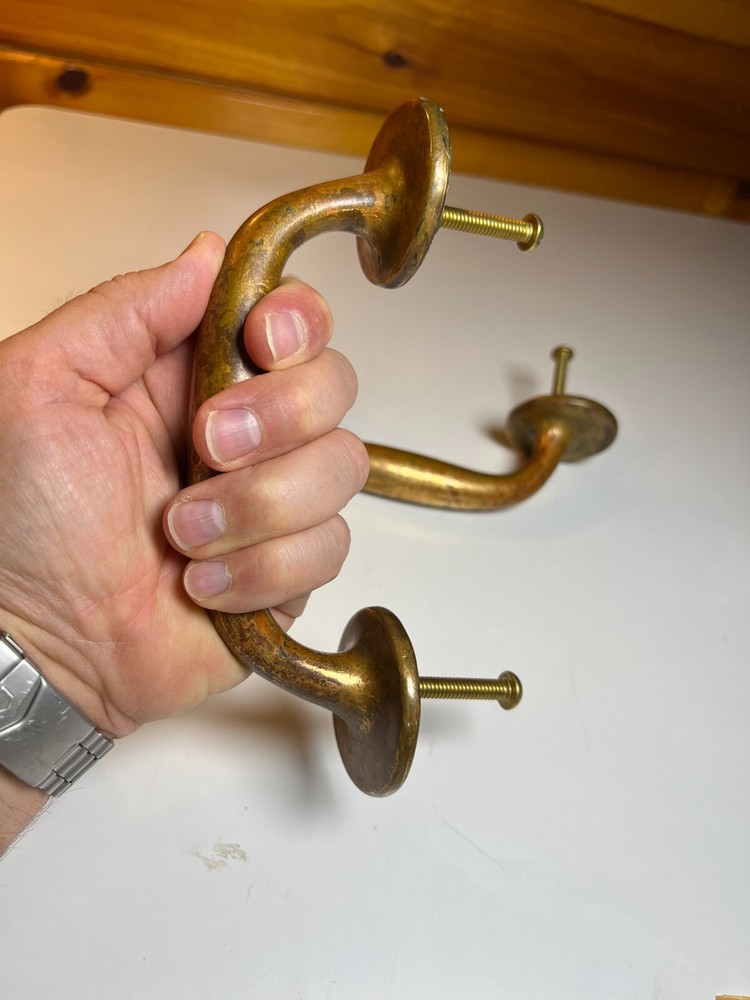 Large Heavy Duty Antique Brass Bronze Dummy Door Pull Pulls Handle Handles Set