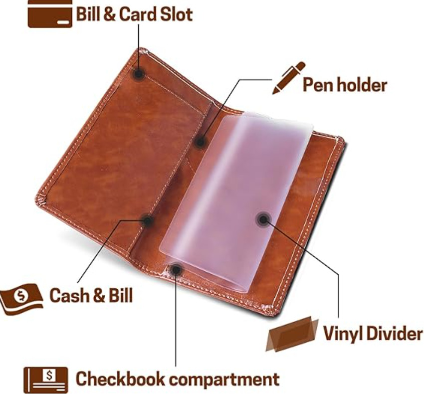 Leather Checkbook Covers for Personal Checkbook, Checkbook Holder