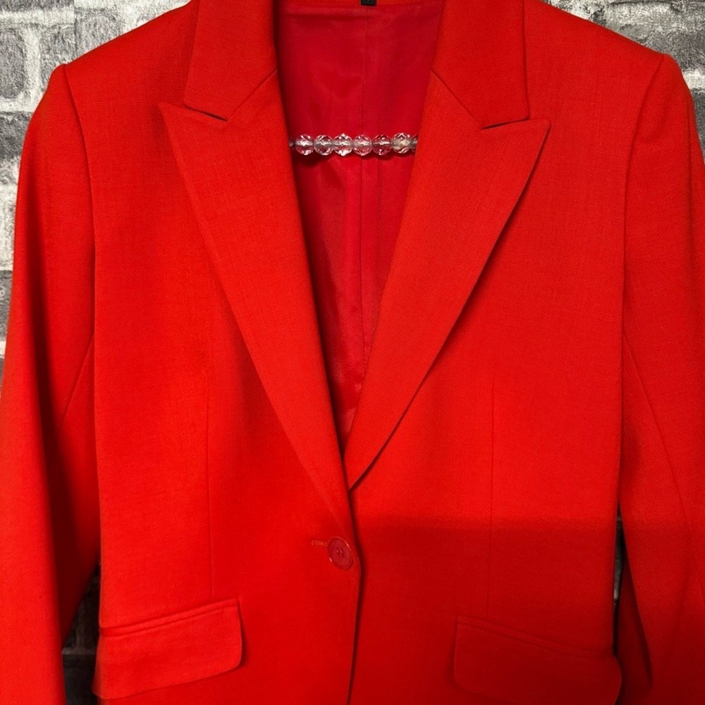 Theory wool blazer red one button closure pockets jacket SIZE 0