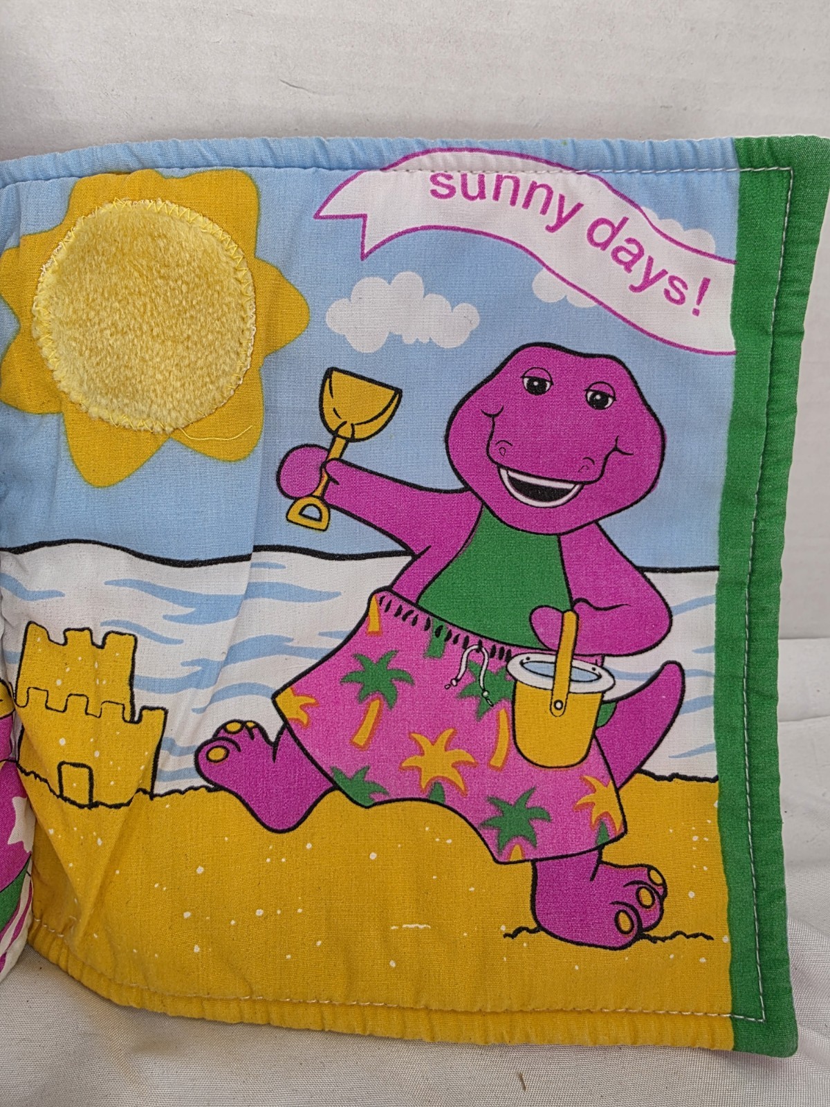 Rare Vintage 1993 Barney & Baby Bop Weather Book Soft Plush Washable (VG)