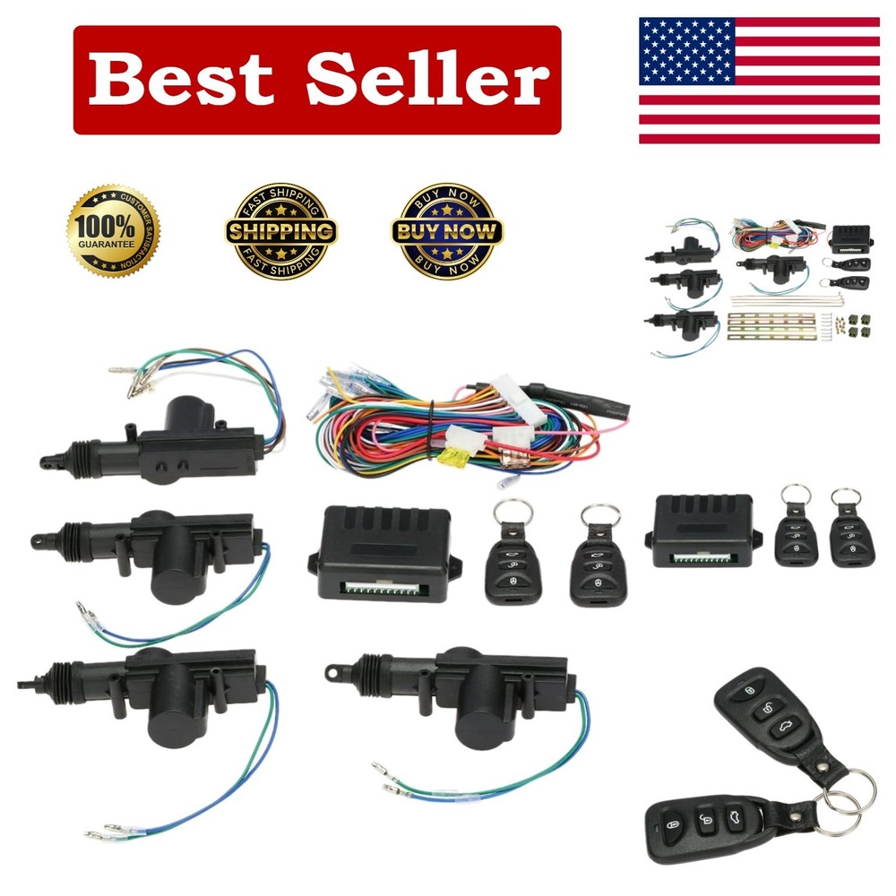 Universal Car Keyless Entry System Kit with 4 Door Lock Actuators & Remotes