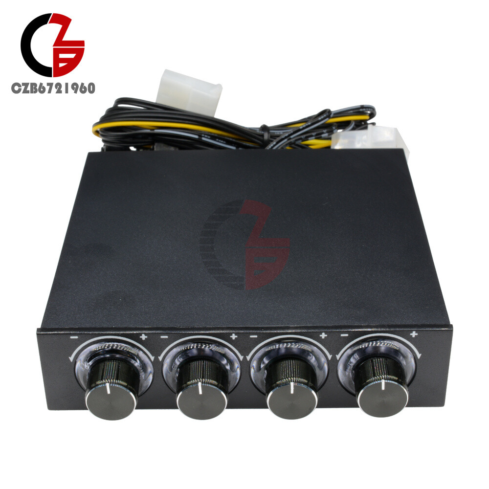 4 Channel Fan Speed Control Controller LED Cooling Front Panel For 3.5" PC CPU