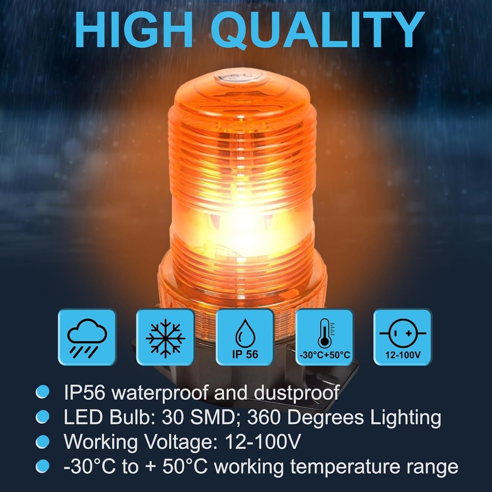 360 Degrees Mini Beacon Amber Warning Strobe Light for Pneumatic Forklift Yale