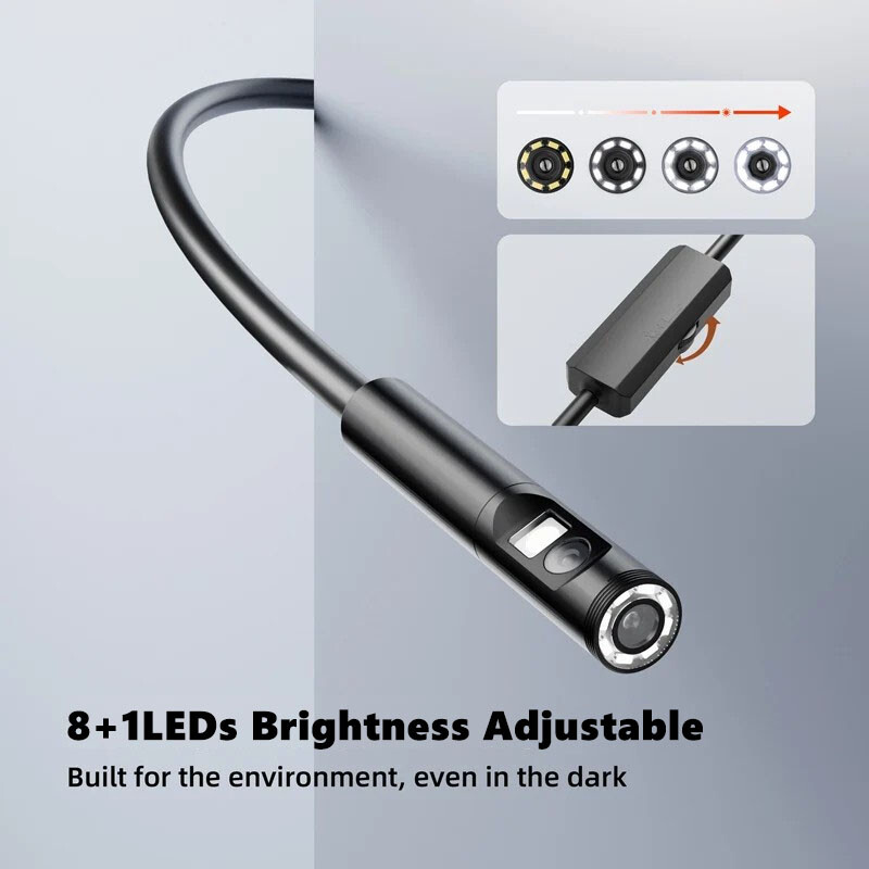 Dual Lens 9 LED Waterproof Endoscope Borescope Inspection Camera iPhone Android
