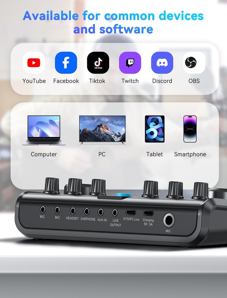 Podcast Equipment Bundle,Audio Interface with Studio Condenser Microphone for...
