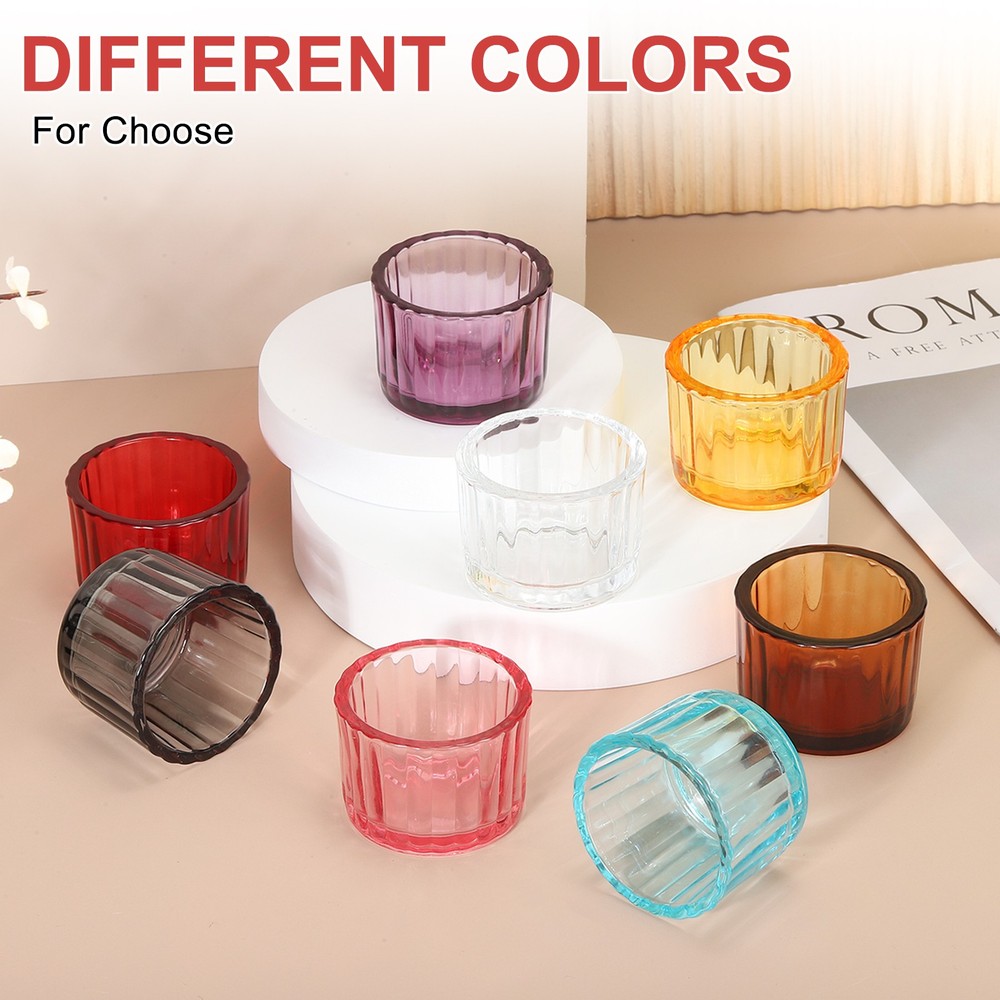 Glass Empty Candle Jars 2 Pcs Ribbed Candle Containers, Red