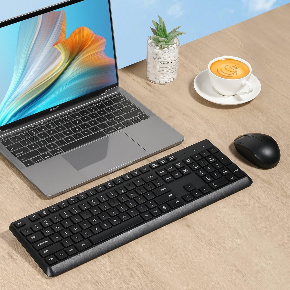 Wireless Keyboard and Mouse Combo for Windows, 2.4G Full-Sized External Cordl...