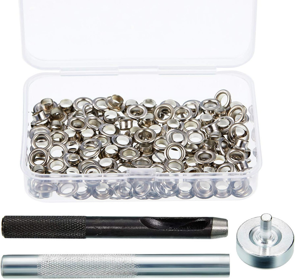 100 Sets Grommet Eyelets Tool Kit, Grommet Setting Tool and Eyelets with Setting