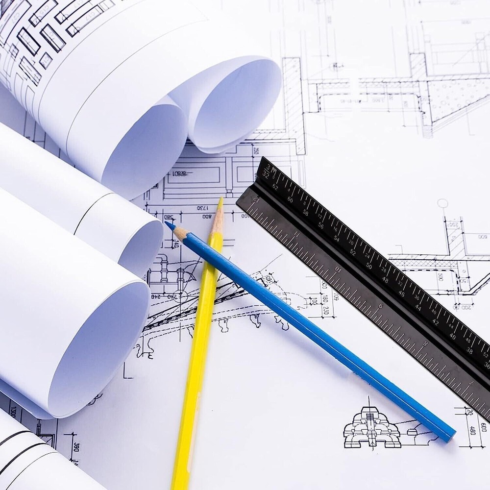 New Architectural Scale Ruler 12" Aluminum Architect Triangular For Students USA