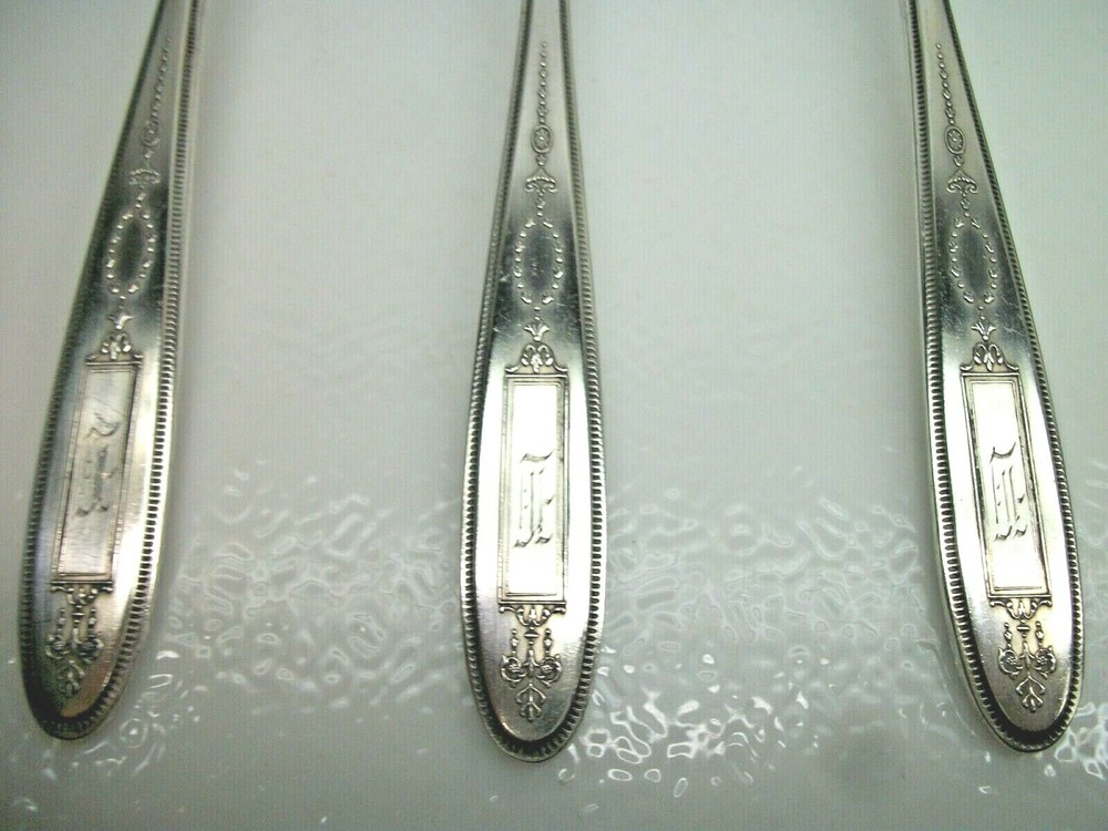 3 Oneida Community Silver GROSVENOR Silverplate Solid Serving Spoons 1921 Mono