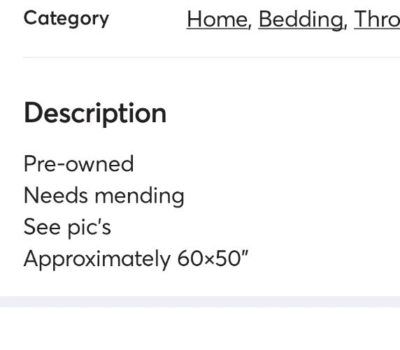 HANDMADE CROCHETED THROW DAMAGED NEEDS MENDING