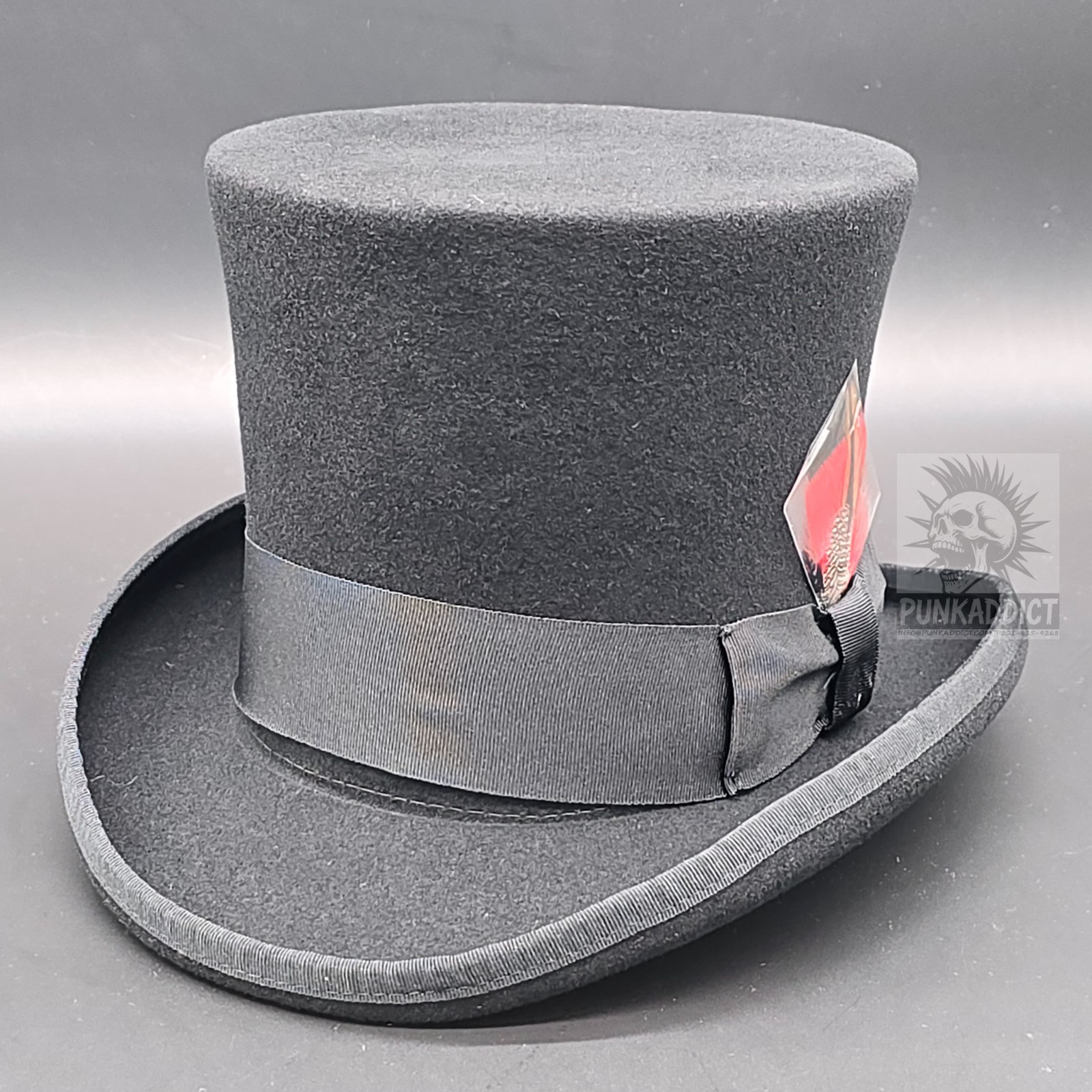 Black Top Hat Wool Felt Victorian Slash Mad Hatter Steampunk Rock Star USA