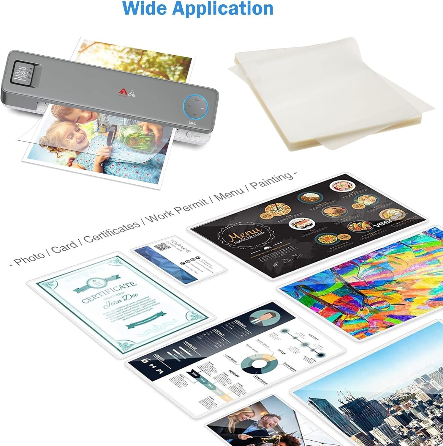 100 Laminating Sheets 9" x 11.5" Letter Size 5Mil Clear Plastic Paper Laminator