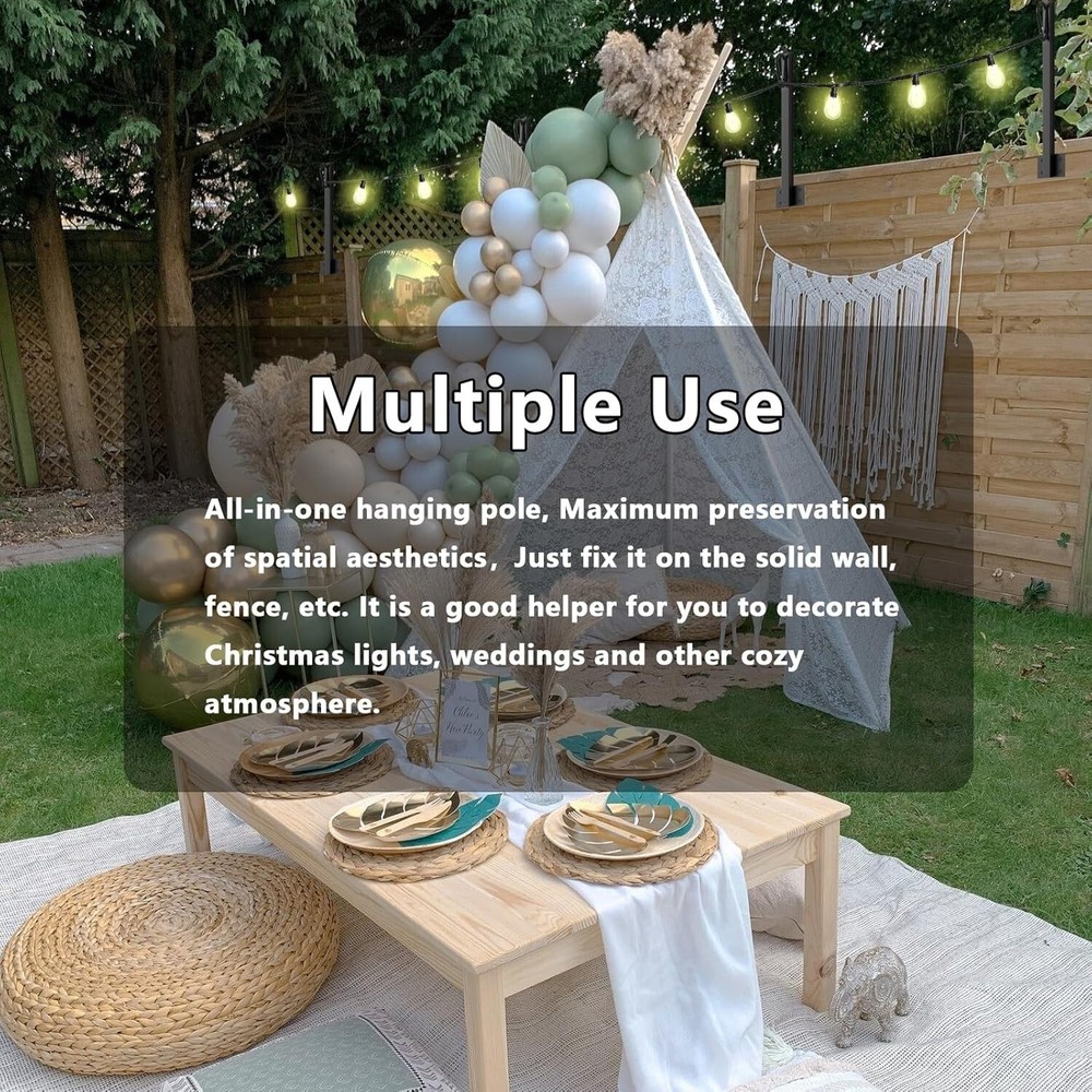 4 Pack Suspension Outdoor String Light Poles for outside String Lights Hanging