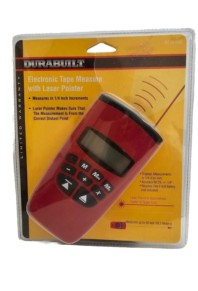 Durabuilt Electronic Tape Measure Laser Pointer Tool w/ Case & Guide NEW