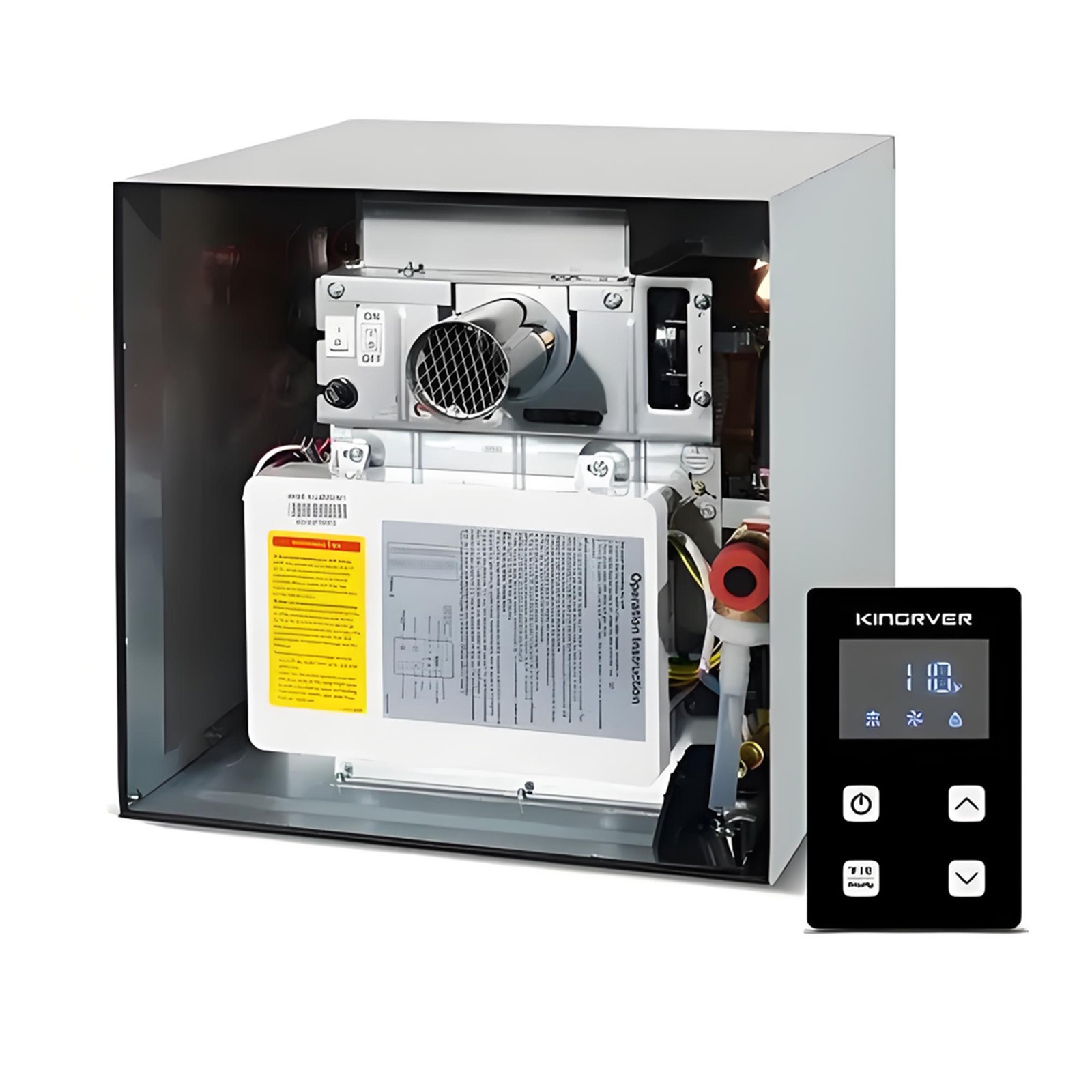 65,000 BTU RV Tankless Water Heater and 18x18" Door Propane for 9/10/12/16 Gal.