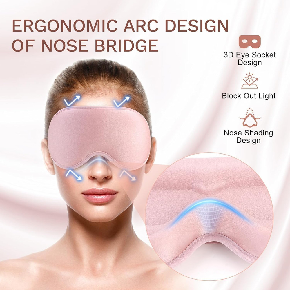 99% Light Blocking 3D Sleep Mask – Zero Pressure Eye Cover with Adjustable Strap