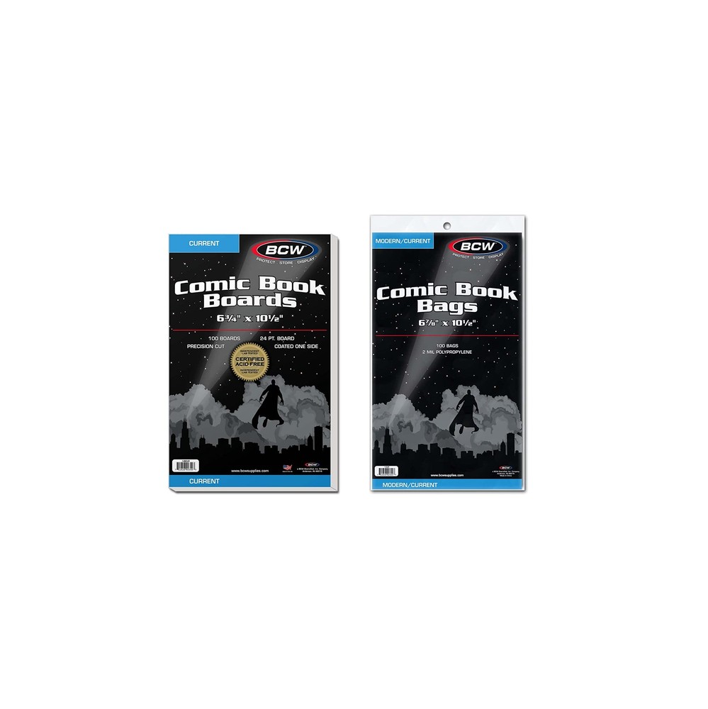 Bcw Current Comic Boards And Bags Combo | 100 Polypropylene Comic Bags